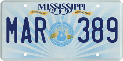 MS license plate MAR389