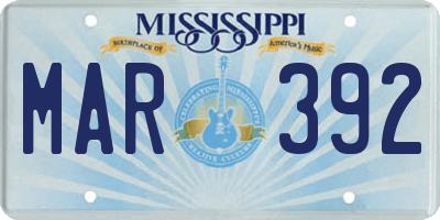 MS license plate MAR392