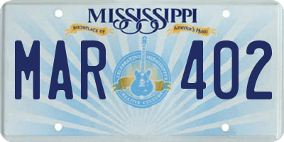 MS license plate MAR402