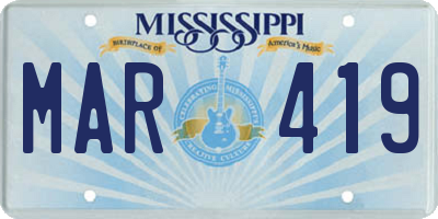 MS license plate MAR419