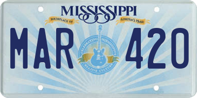 MS license plate MAR420