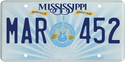 MS license plate MAR452