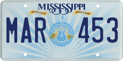 MS license plate MAR453