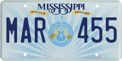 MS license plate MAR455