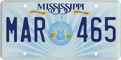 MS license plate MAR465
