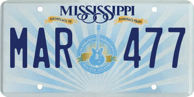 MS license plate MAR477