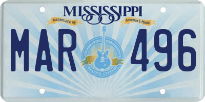 MS license plate MAR496