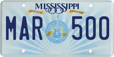 MS license plate MAR500