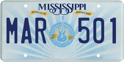MS license plate MAR501