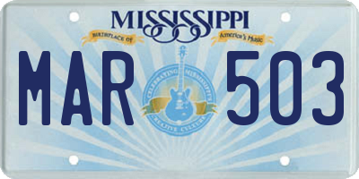 MS license plate MAR503