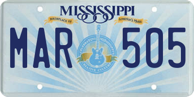 MS license plate MAR505