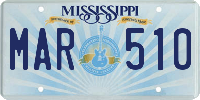 MS license plate MAR510