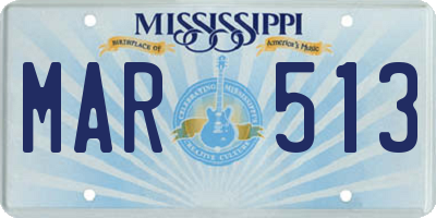 MS license plate MAR513