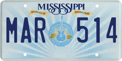 MS license plate MAR514