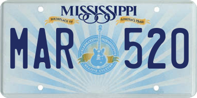 MS license plate MAR520