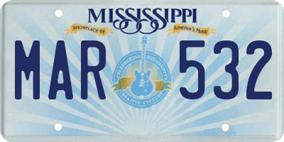MS license plate MAR532