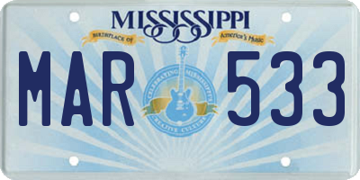 MS license plate MAR533