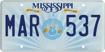 MS license plate MAR537