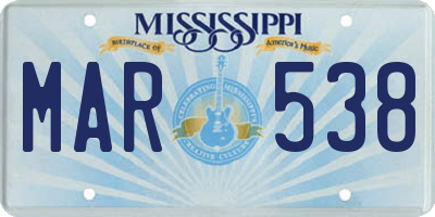 MS license plate MAR538