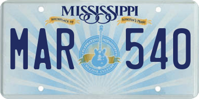 MS license plate MAR540