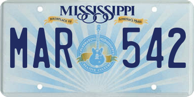 MS license plate MAR542