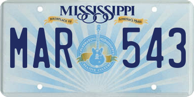 MS license plate MAR543