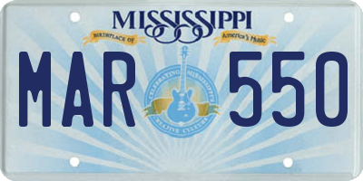 MS license plate MAR550