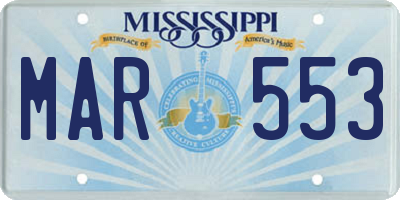 MS license plate MAR553