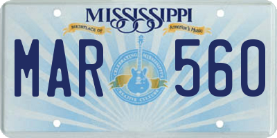 MS license plate MAR560
