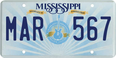 MS license plate MAR567