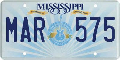 MS license plate MAR575