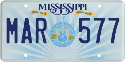 MS license plate MAR577