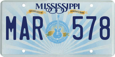 MS license plate MAR578
