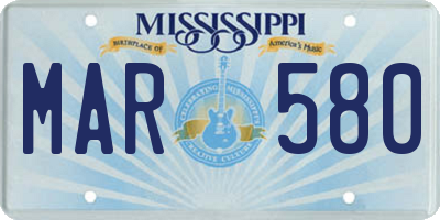 MS license plate MAR580