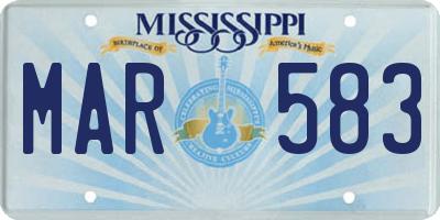 MS license plate MAR583