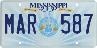 MS license plate MAR587