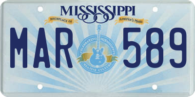 MS license plate MAR589
