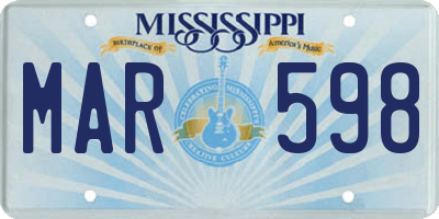 MS license plate MAR598