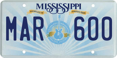 MS license plate MAR600