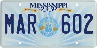 MS license plate MAR602