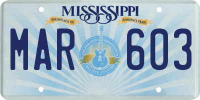 MS license plate MAR603