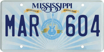 MS license plate MAR604