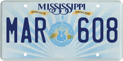 MS license plate MAR608