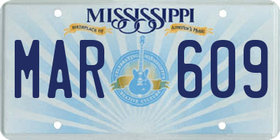 MS license plate MAR609