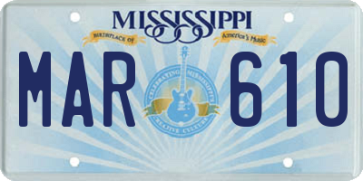 MS license plate MAR610