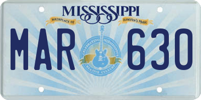 MS license plate MAR630