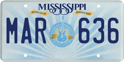 MS license plate MAR636