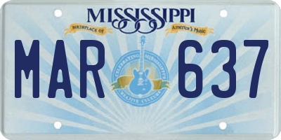 MS license plate MAR637