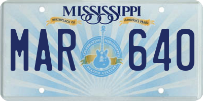 MS license plate MAR640