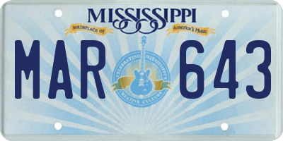 MS license plate MAR643